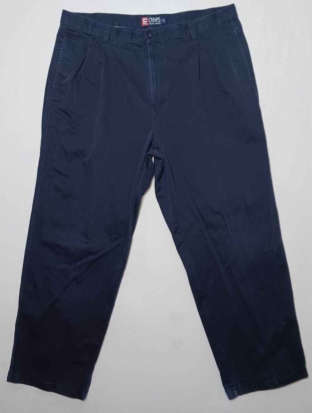 Vintage Chaps Ralph Lauren Mens Pleated Twill Chino Pants 40x32 Navy Blue